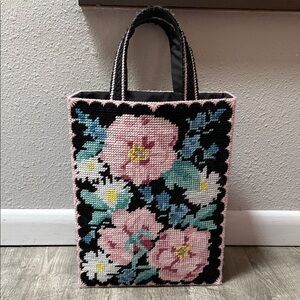 Floral Embroidered Tote Bag